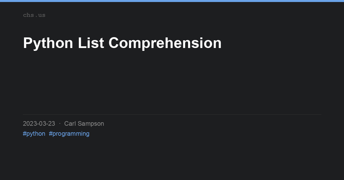 Python List Comprehension | chs.us