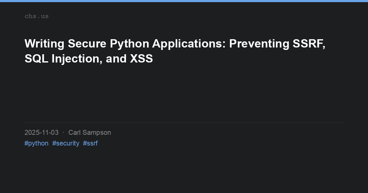Secure Python Applications Guide [2026] | chs.us